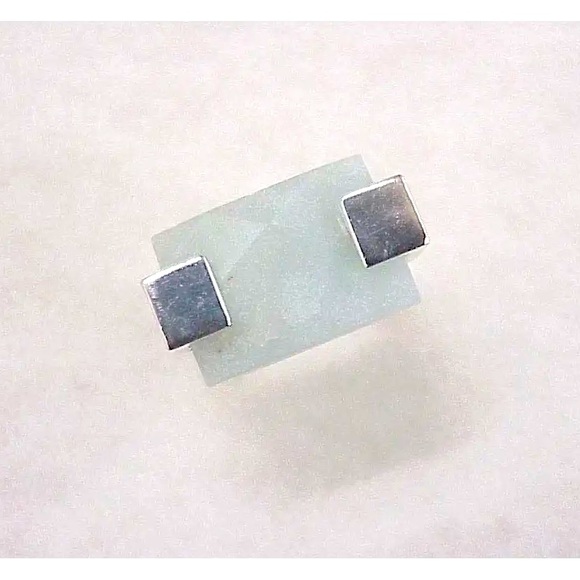 Modernist Style Statement Ring Faceted Green Quartz & Sterling Silver - Picture 4 of 4